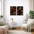 thumbnail image 5 of Framed Canvas Print Dark Floral Wall Art Set of 2 Botanical Decorative for Living Room Bedroom - 16"x24"x2 WHITE, 5 of 8