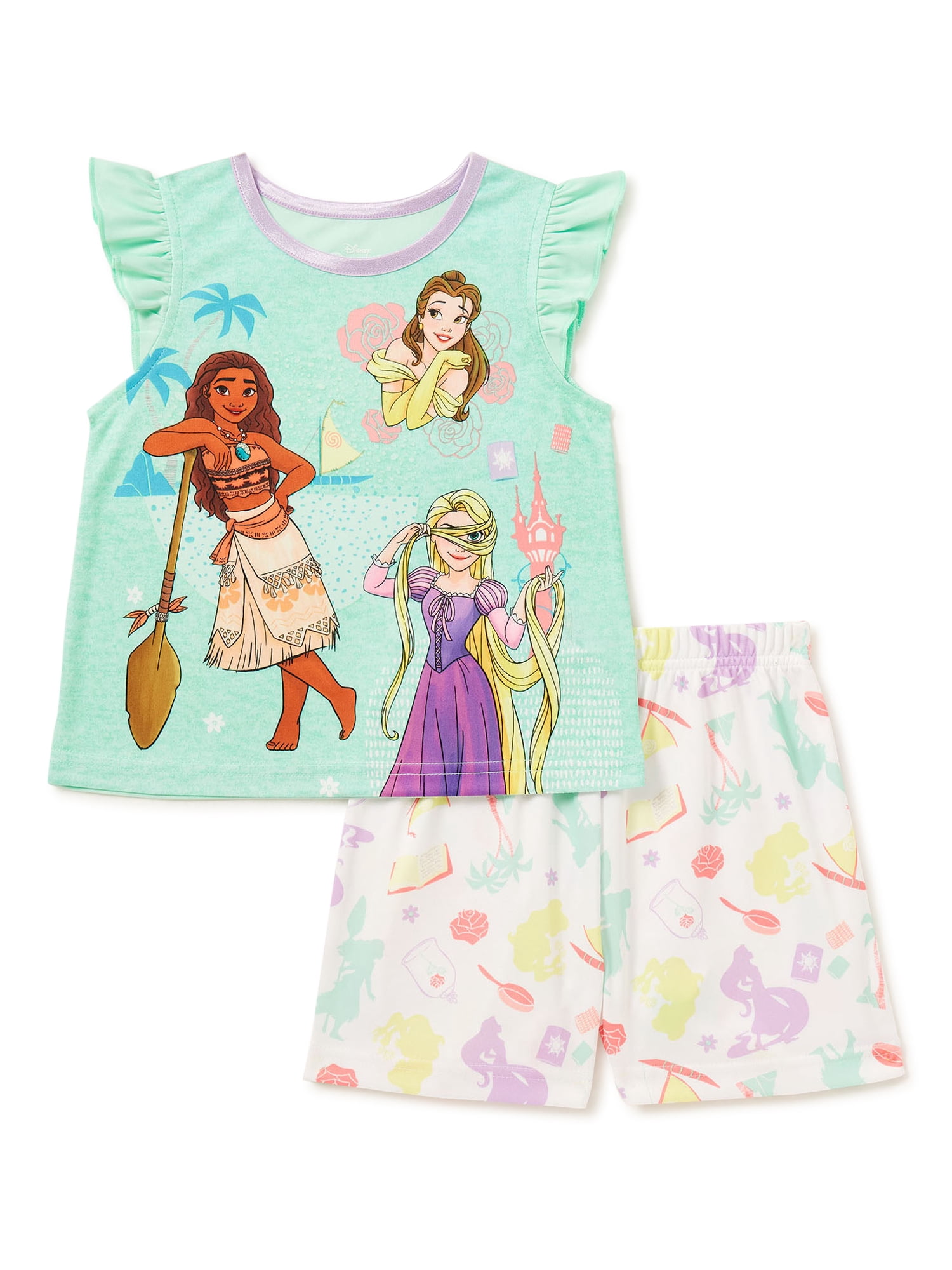 Disney Princess Toddler Girls' Top and Shorts Pajama Set, 2Piece