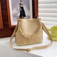 thumbnail image 6 of Fashionable Chain Handle Shoulder Bag Korean Elegant Solid Color PU Leather Bucket Bag Crossbody Handbag Purse for Women, 6 of 8
