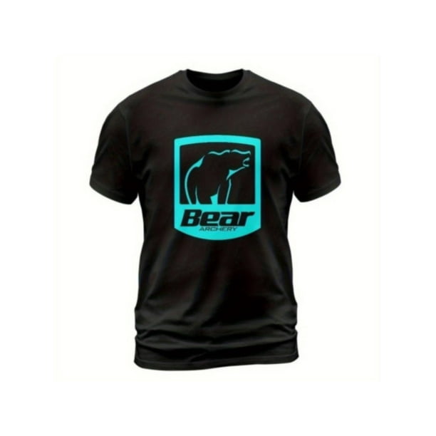 Bear Archery Hunting Bows Aqua Logo Hunter Men's Black T-Shirt, Short sleeves, Round Neck Tees
