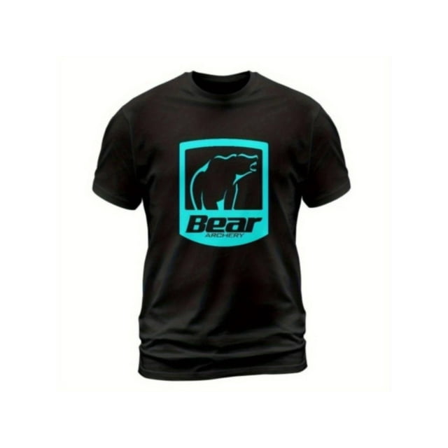 Bear Archery Hunting Bows Aqua Logo Hunter Men's Black T-Shirt, Short sleeves, Round Neck Tees