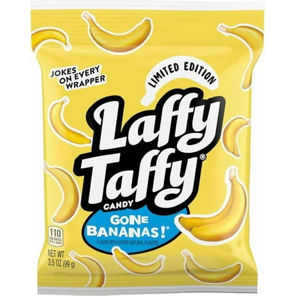 Laffy Taffy Mini Bar Bag, Banana, Chewy Taffy Candy, 3.5 oz (Pack of 2)