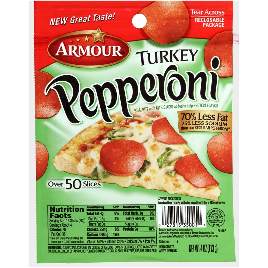 Armour Sliced Turkey Pepperoni, 4 oz - Walmart.com ...