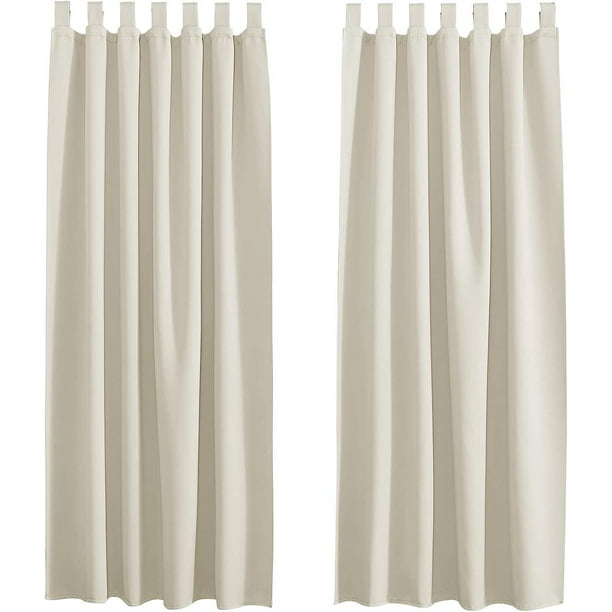 Cortinas Opacas Beige con Aislamiento Térmico Cortina Decoración de Ventana para Dormitorio Salón Puerta con Pestañas Ahorro de Energía, 2 Piezas, 140x175cm, Beige Claro Beige Claro 2x L 140 XH 175
