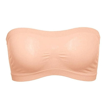 

WOXINDA 2021 Women Basic Stretch Layer Strapless Hollow Seamless Solid Cropped Tube Top Bra