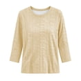 thumbnail image 4 of PBFRDSJ Women's Crew Neck Stripe Blouse, Long Sleeve Textured Casual Top, Relaxed Fit Daily Wear Shirt, Sizes S-5XL, 4 of 6
