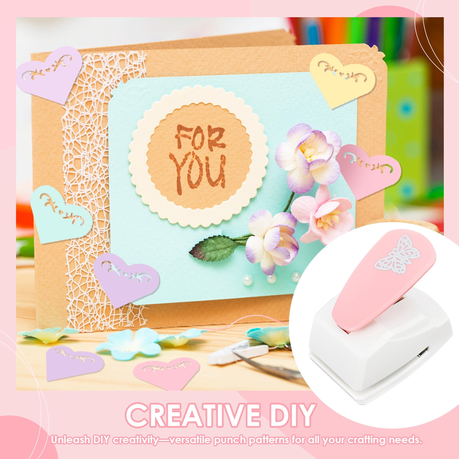 Ihvewuo Paper Punch Butterfly / Heart Hole Puncher for Scrapbooking DIY Handmade Paper Puncher for Crafts Scrapbook Cards Decoration Zinc Alloy+ABS Colorful