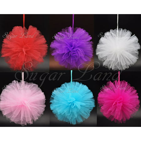 (20 Pack) Tulle Pom Flowers Balls Wedding Party Decorations Outdoor Decor Fabric Quinceanera