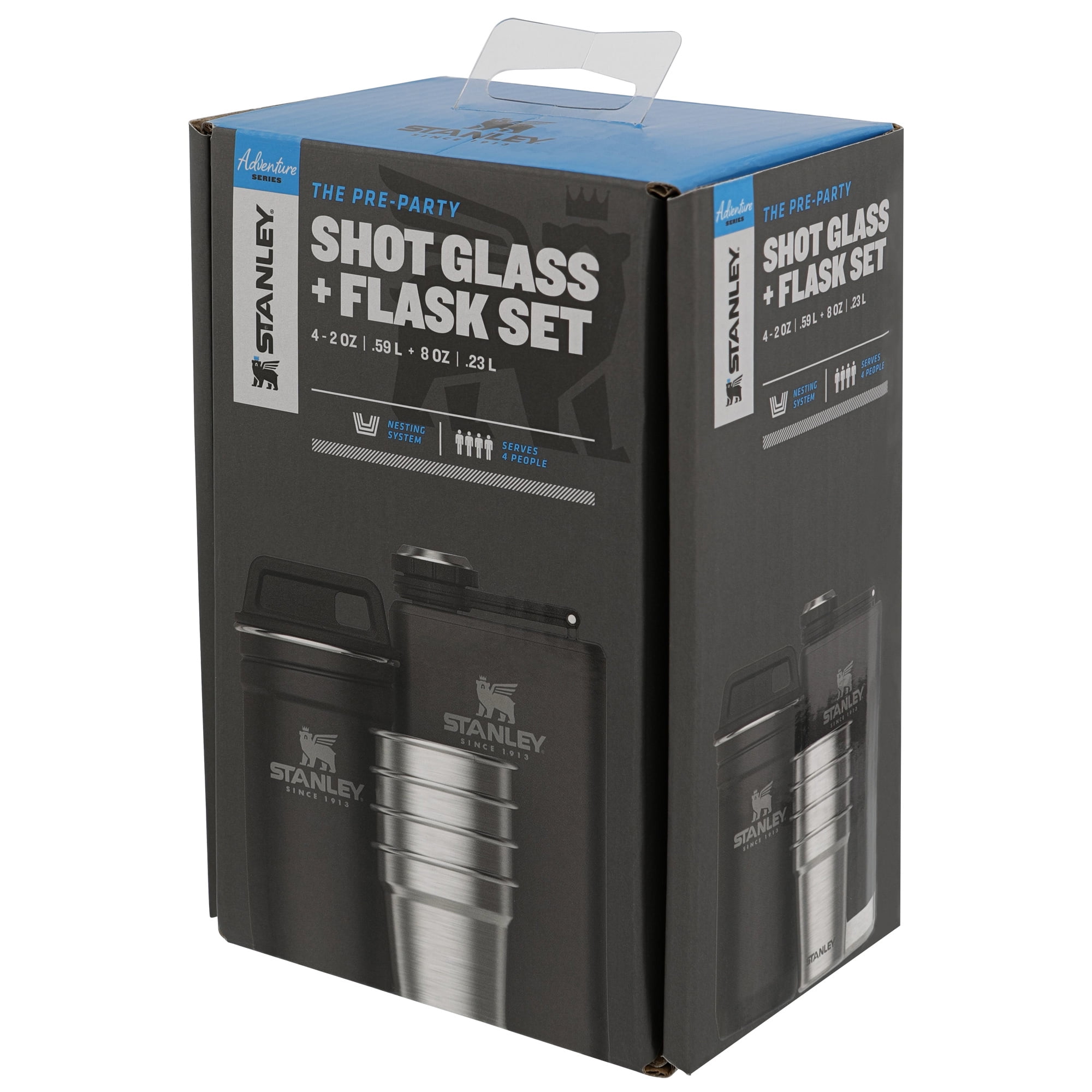 Adventure Pre-Party Shot Glass + Flask Set : Home & Kitchen