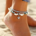 thumbnail image 2 of Chaîne de Cheville Boho Argentée avec Pendentif Tortue Perle Turquoise pour Femmes et Filles, 2 of 5