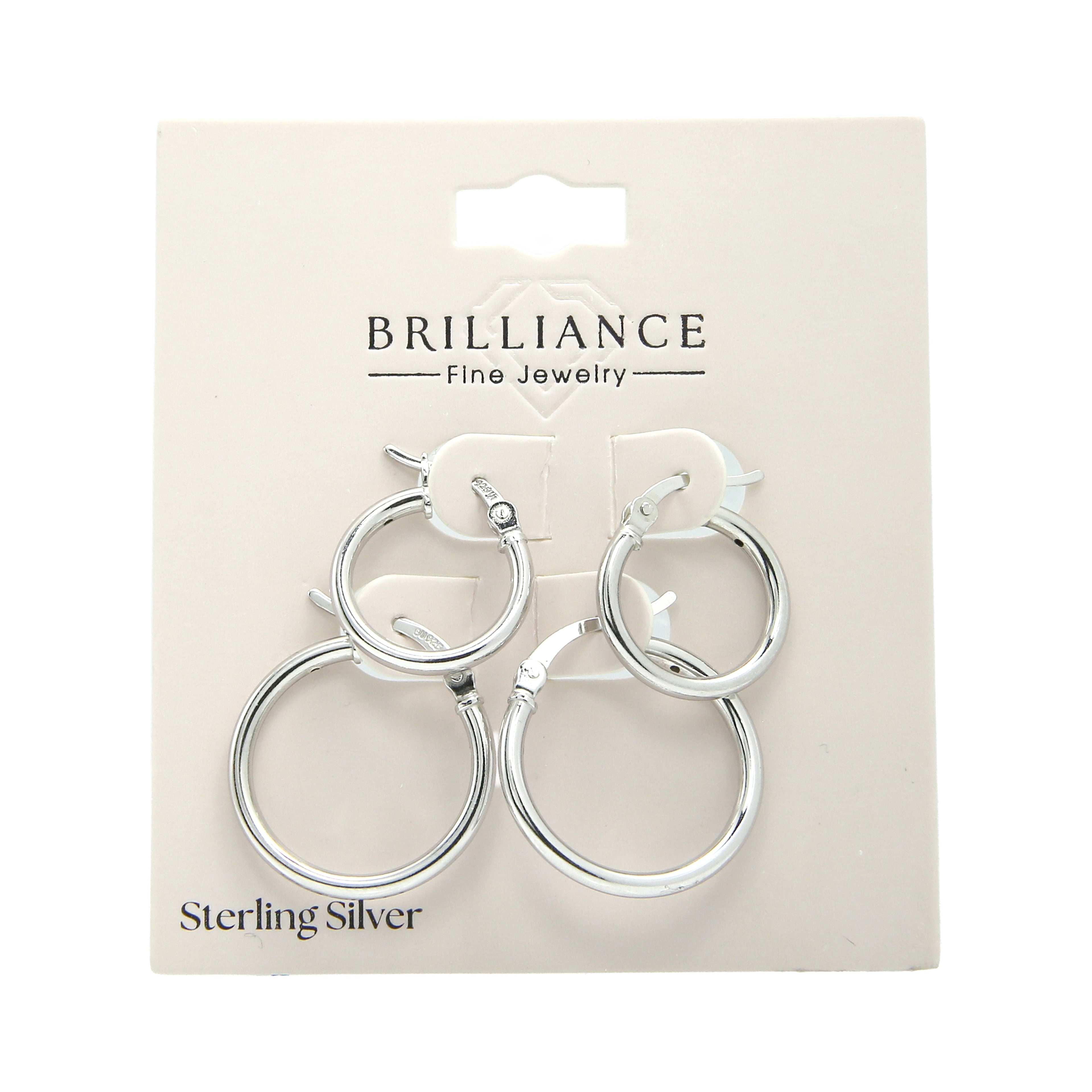 Brilliance Fine Jewelry Duo Click Top Hoop Earrings in Sterling Silver