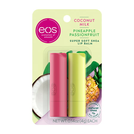 eos Super Soft Shea Lip Balm Stick - Coconut Milk and Pineapple Passionfruit | 0.14 oz | 2 count