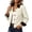 Beige 2, variant on Fancifize Cropped Bomber Jacket for Women Corduroy Collar Button Down Long Sleeve Barn Coat with Pockets,S-2XL