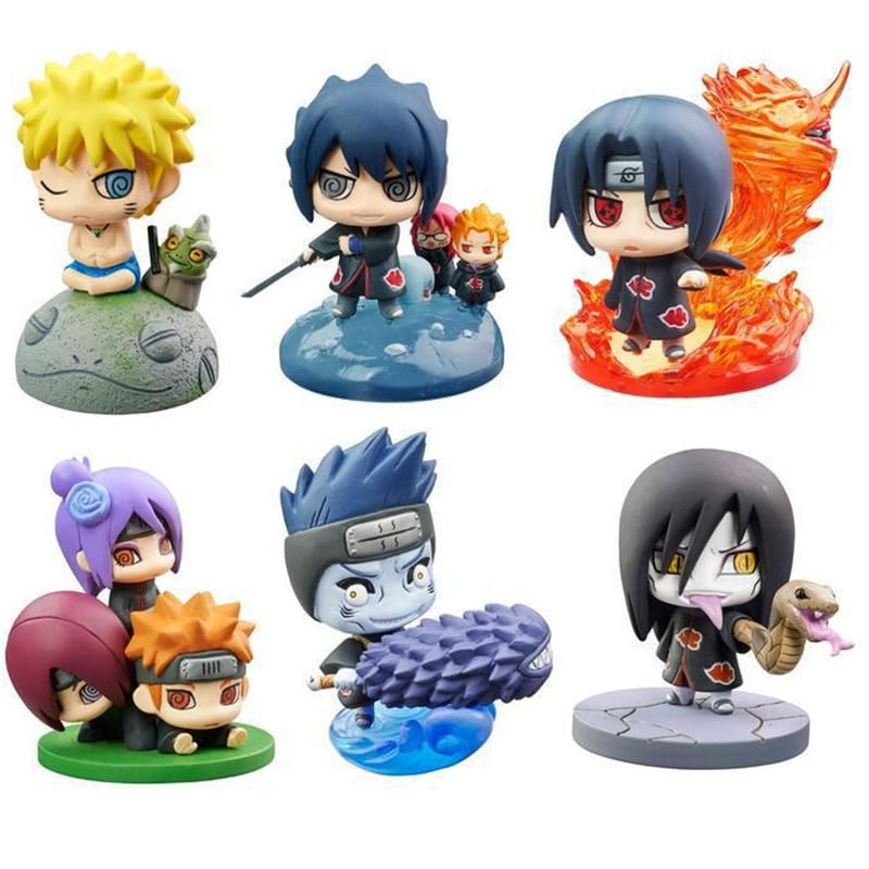 6Pcs Set Naruto Figure Toys Set Uzumaki Naruto Uchiha Sasuke Action Anime Model PVC Statue figurine Collectible Toy Walmart