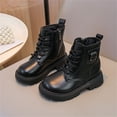 thumbnail image 4 of Girls Bow Embellished Fall Winter Zipper Short Boots, Soft Flat Sole Leather Material Easy On Off Daily Casual School Ankle Boots Black 13.5 Little Kids, 4 of 7