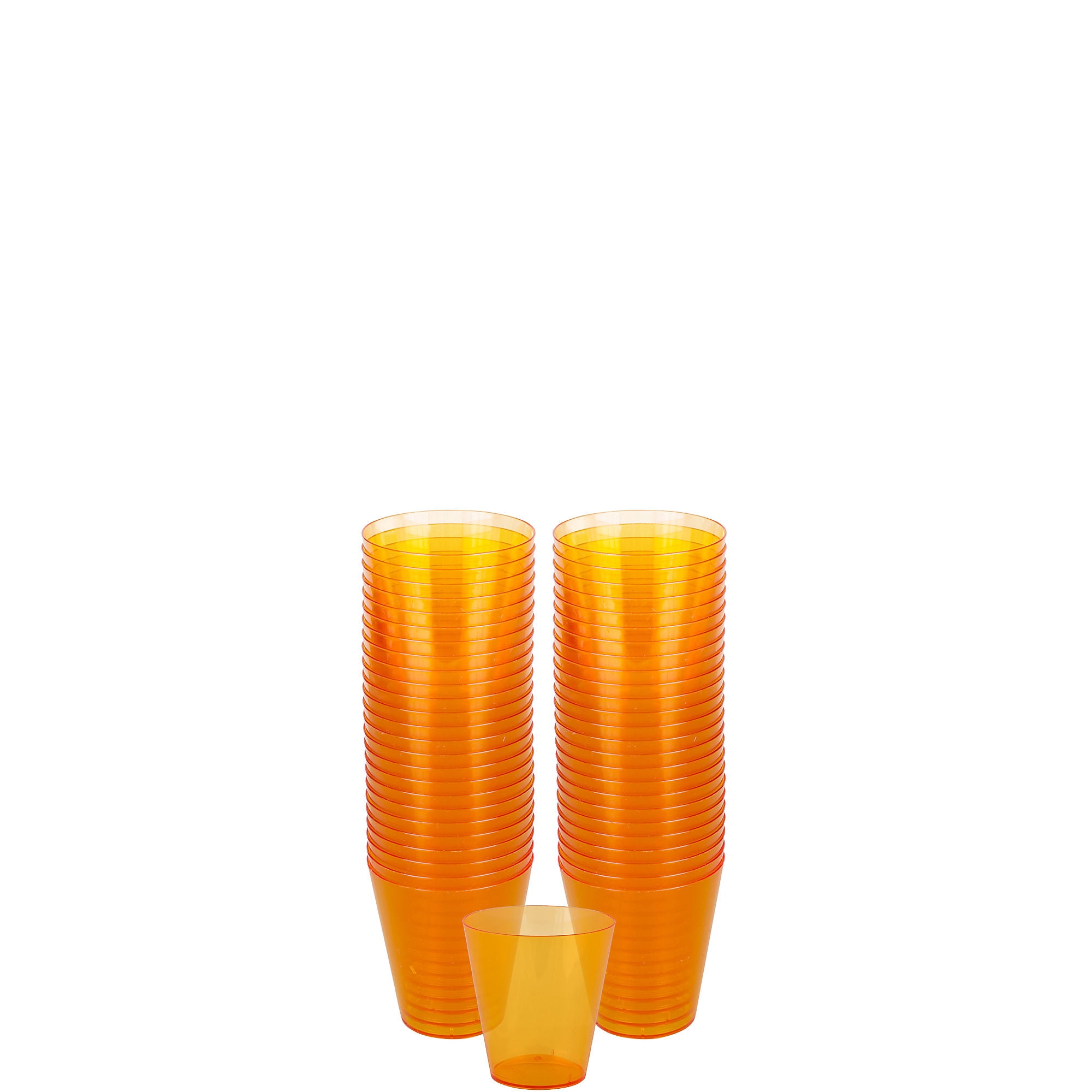 Orange, Big Party Pack, Plastic Shot Glasses 2 oz., 100 Per Pack