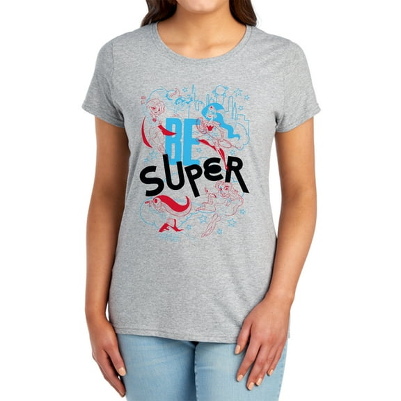 DC Superhero Girls Be Super Women's T Shirt, Athletic Heather, Small