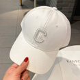 thumbnail image 1 of Dotpet Rhinestone C Letter Adjustable Baseball Cap(White), 1 of 5