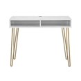 thumbnail image 4 of Dorel Athena Computer Desk with Storage, White Marble, 4 of 9