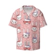 thumbnail image 4 of Uemuo Girl Rabbit Pattern Cotton Linen Short Sleeve Shirts,Casual Lightweight Button Down Shirts,Vacation Beach Summer Tops-, 4 of 7