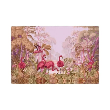 

Placemats Set of 4 Flamingos In The Tropical Forest Heat Resistant Non - Slip Place mats Waterproof table mat for Kitchen Dining-6片装