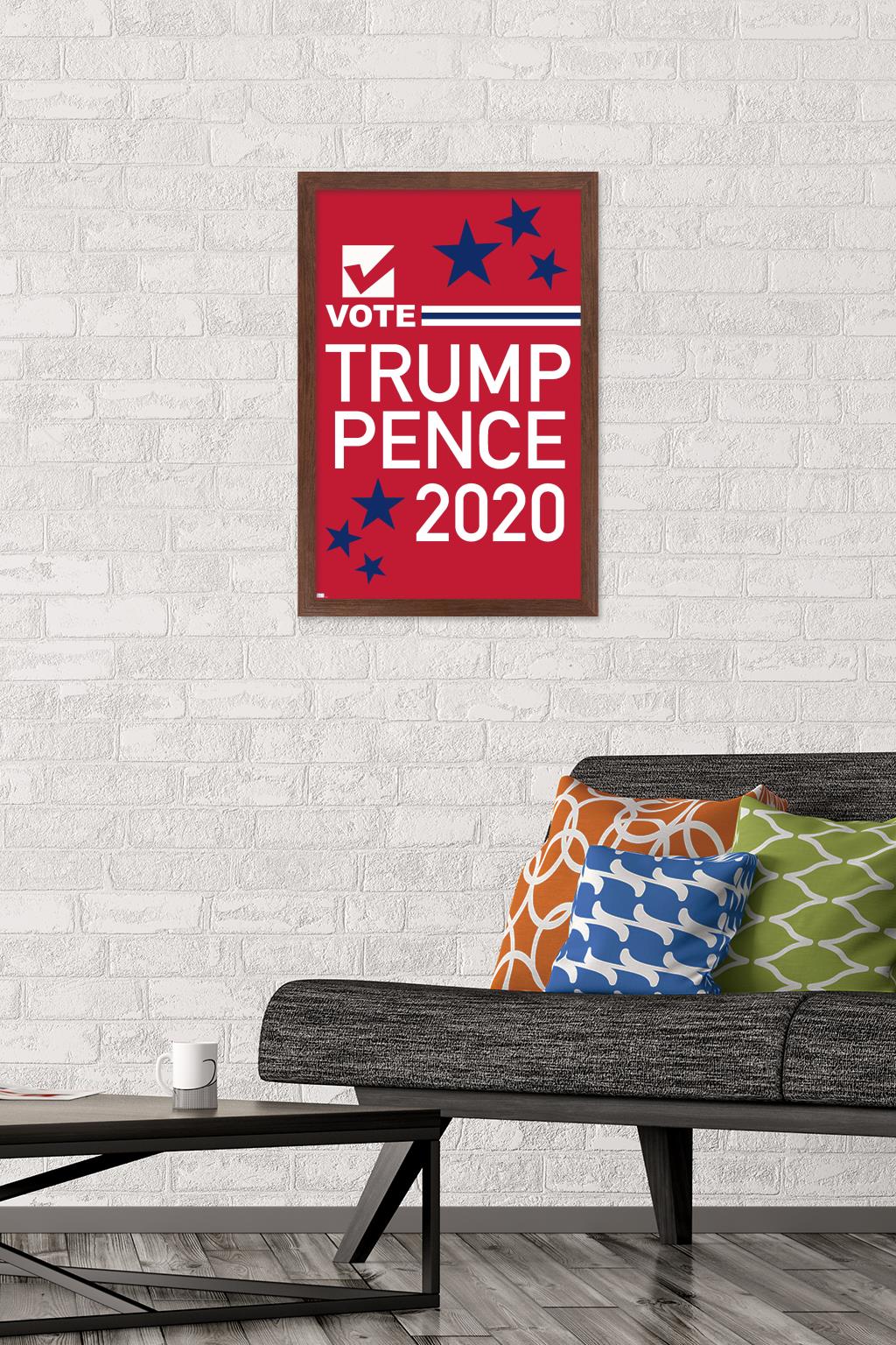 Trends International Vote - Trump/Pence 2020 Wall Poster 16.5" x 24.25" x .75" Mahogany Framed Version