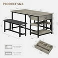 thumbnail image 3 of Dining Table Set for 4, Retro Dining Table Set with 2 Upholstered Benches, Storage Drawers & Wine Rack for Apartment, Small Space, 3 of 7