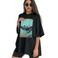 thumbnail image 4 of Plus Size Shirt for Women Black Tops for Women Short Sleeves Shirt for Women Whale T Shirt Crewneck Shirt for Women 2XL, 4 of 5