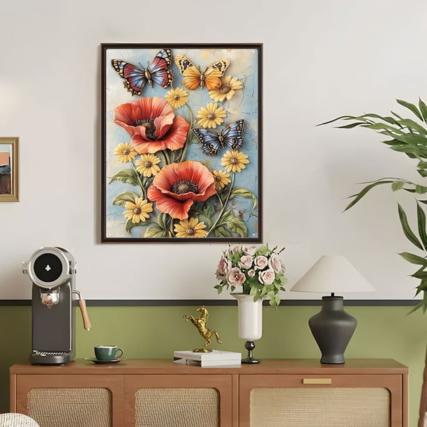 Arte de Pared de Metal 3D | Decoración de Lámina de Hierro Multicolor | Estilo Retro, Resistente Al Agua y Al Óxido | Hierro Forjado Ligero para Colgar (30 X 20 Cm) | Decoración para Sala de Estar, D