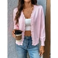 thumbnail image 2 of Women'S Long Sleeve V-Neck Button Down Cardigan Knit Shrugs Sweater Light Pink L, 2 of 7