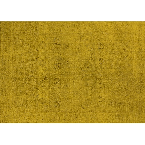 Ahgly Company Machine Washable Indoor Rectangle Oriental Yellow Industrial Area Rugs, 7' x 9'