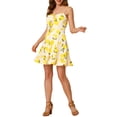 thumbnail image 4 of INSPIRE CHIC Robe à Bretelles Spaghetti avec Nœud et Pois Citron pour Femmes, 4 of 6