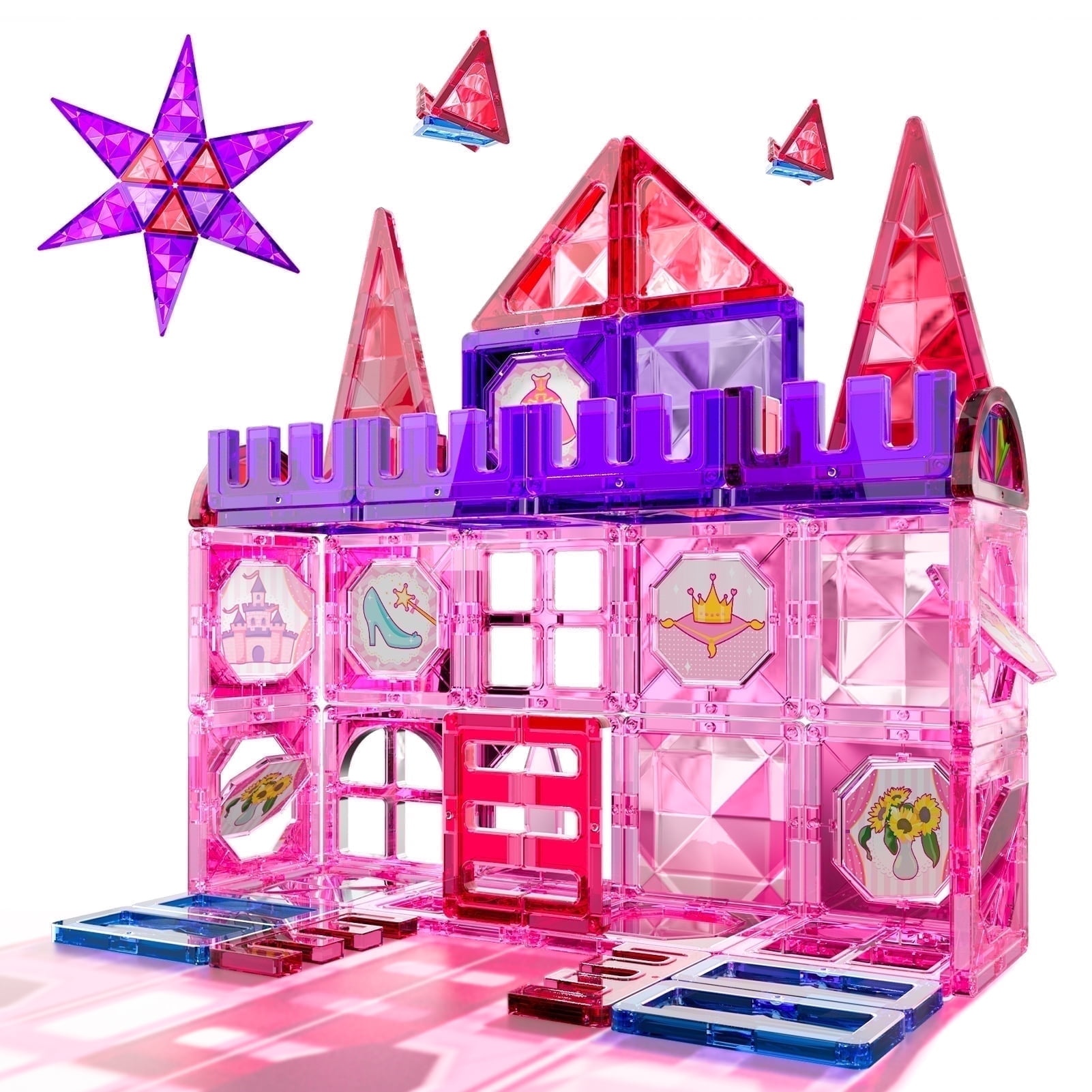 Lucky Doug 44-Piece Magnetic Tiles Building Set