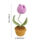 thumbnail image 2 of Bonsái Tejido Maceta de tulipanes de hilo morado, hecha a mano con ganchillo, con flores artificiales, para decoración de primavera en el hogar o la oficina (1 pieza). Rkxzt, 2 of 8