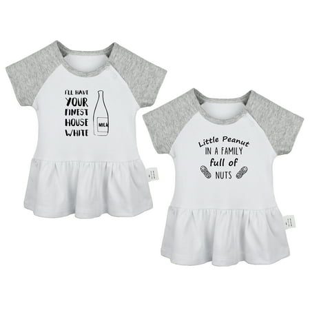 

Pack of 2 Little Peanut Pregnancy Announcement & I ll Have Your Finest House White Funny Dresses Newborn Baby Skirts Infant Princess Dress Toddler Frocks (Gray Raglan Dresses 6-12 Months)