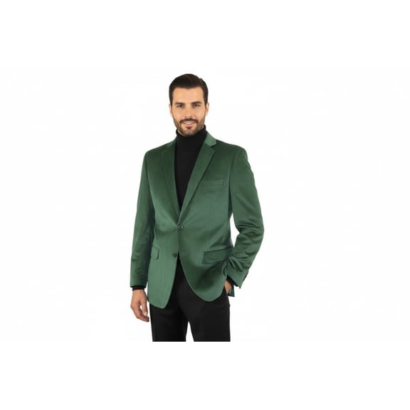 Mens BASSIRI Velvet Sports Coat Grammy Award, LEONARDI J1042 Hunter Green
