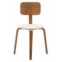 SAFAVIEH Jo Upholstered Stackable Dining Chair, Walnut/Cream, Set of 2 (21.7 in. W x 21.7 in. D x 32.9 in. H)