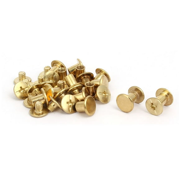 5mmx6mm Binding Chicago Screw Posts  Nuts Docking Rivets Brass Tone 15pcs