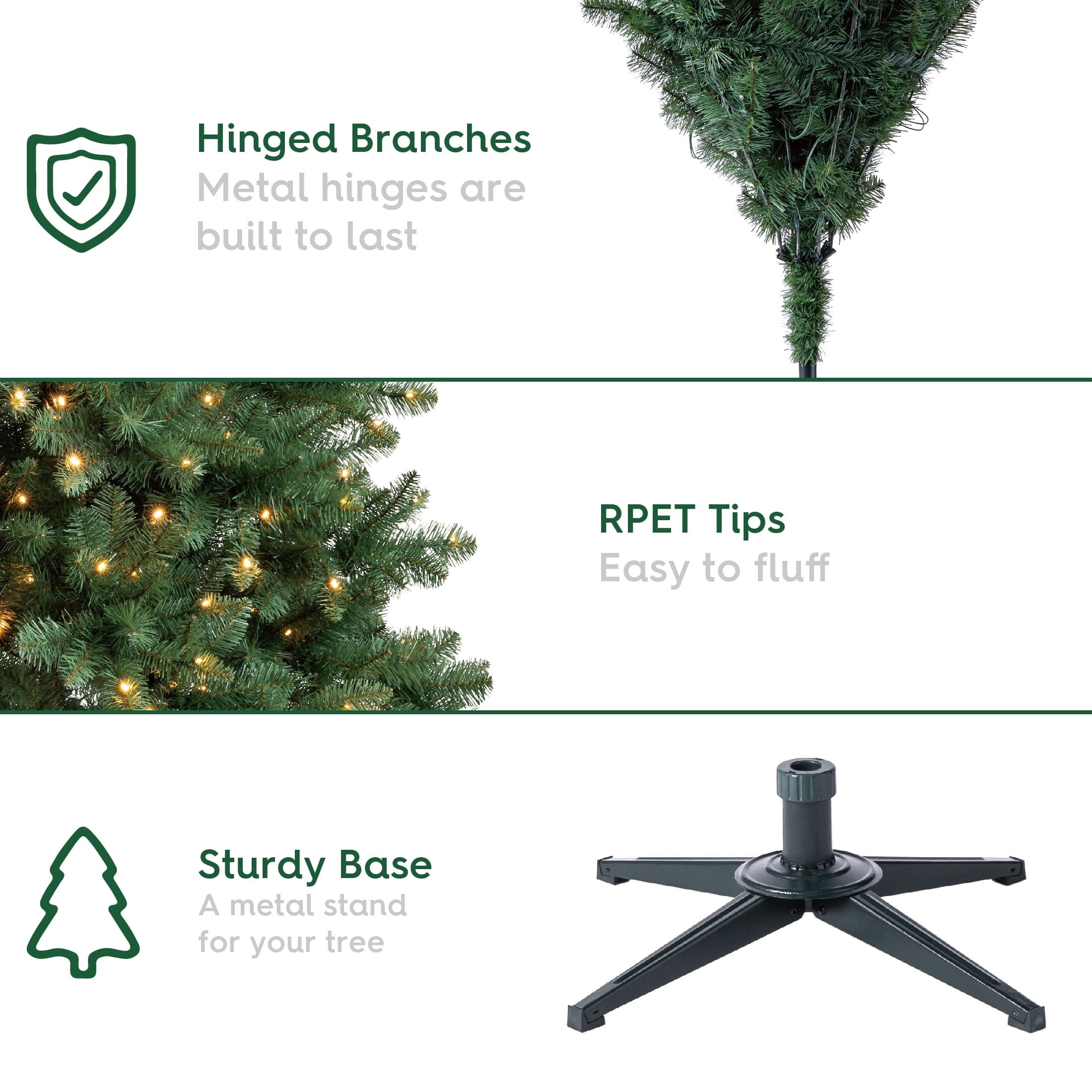 6.5' Pre-Lit Windham Spruce Green Artificial Christmas Tree with 300 Warm White LED Lights and Stand, by Holiday Time