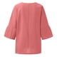 thumbnail image 5 of Moda mujer Casual manga tres cuartos cuello redondo algodón lino sólido Tops blusa Pompotops  hfajkhk134740, 5 of 6