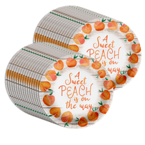 Sweet Peach on the Way Baby Shower Party Supplies Large 9" Paper Plates in Bulk 32 Piece