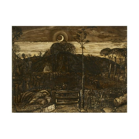 Late Twilight, 1825 (Pen and Dark Brown Ink with Brush in Sepia Mixed with Gum Arabic; Varnished) Print Wall Art By Samuel