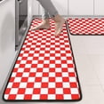 thumbnail image 2 of Kitchen Rugs Sets Of 2,Red White Checkerboard Checkered Pattern Anti Fatigue Kitchen Mat Rugs Non Slip Washable,Decorative Kitchen Floor Mats for Kitchen,Sink,Laundry,17"x47"+17"x47", 2 of 5