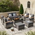 thumbnail image 2 of MEISSALIVVE 10 Pieces Outdoor Patio Furniture Sets,PE Wicker Patio Conversation Sets with 4 Wood Armrests Swivel Rocker Chairs，2-seat Sofa and Coffee Table(Gray), 2 of 8