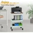 thumbnail image 6 of Rolling Cart with Wooden Tabletop, 3 Tier Metal Utility Cart, Rolling Storage Organizer Cart with Lockable Wheels for Kitchen, Office, Bedroom (Green), 6 of 12