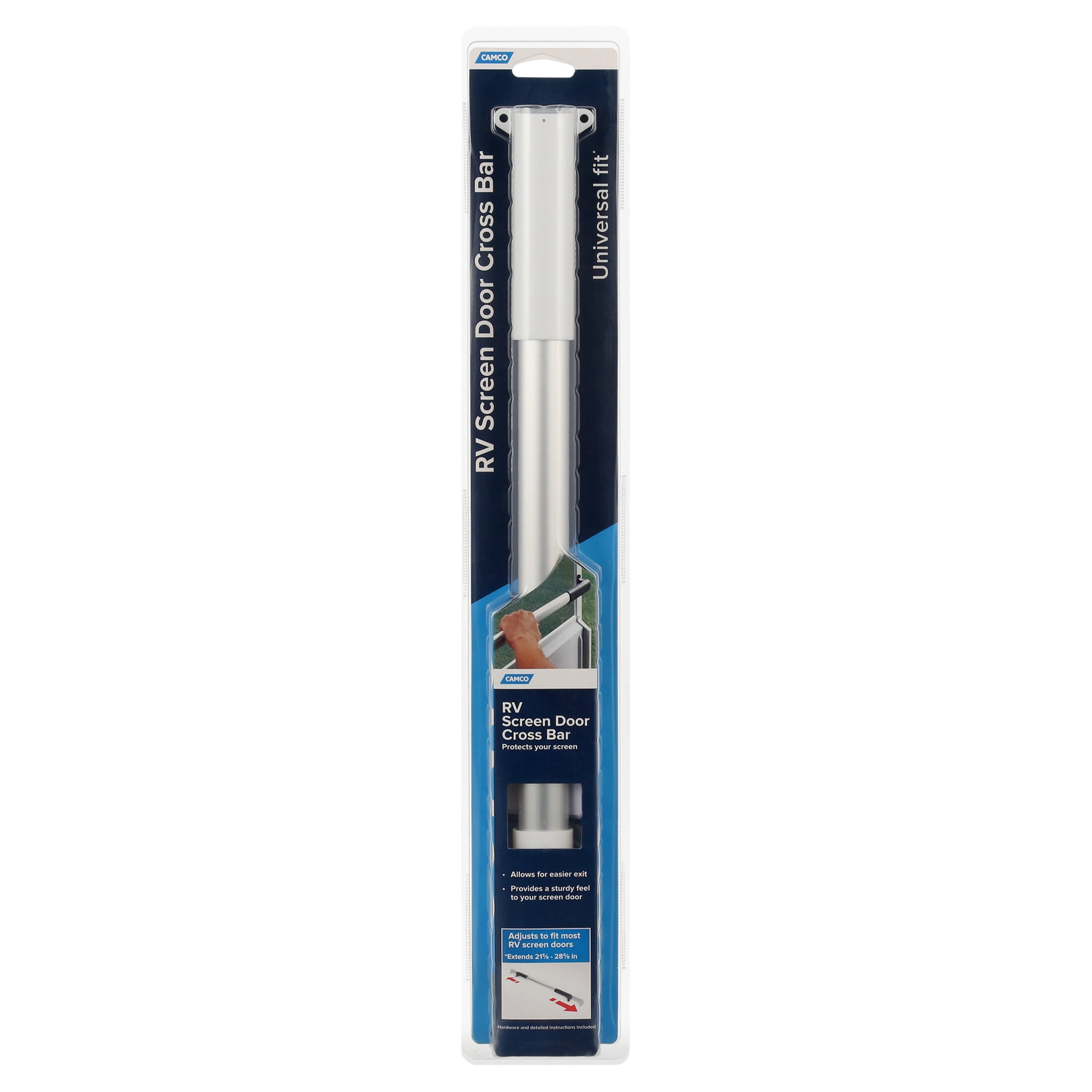 Camco 42186 White RV Screen Door Cross Bar - Allows Easier Exit Protection RV Screen Doors Sturdy Secure Grip