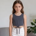 thumbnail image 5 of Coerni Girls Sleeveless Tank Top Tie Knot Front Tops T Shirts for Kids Crewneck Cute Casual Athletic Undershirt Crop Top Cute Vest, 5 of 7