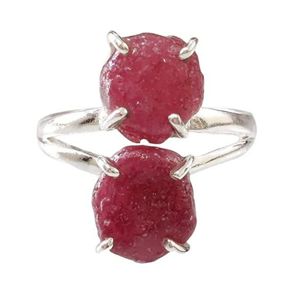 AAA Natural Ruby Ring, Rough Ruby Gemstone Ring, July Birthstone, Hippie Ring, 925 Sterling Silver, Womens Ring, Christmas, Thanksgiving, Handmade, Statement Jewelry, Raw Gemstone Jewelry