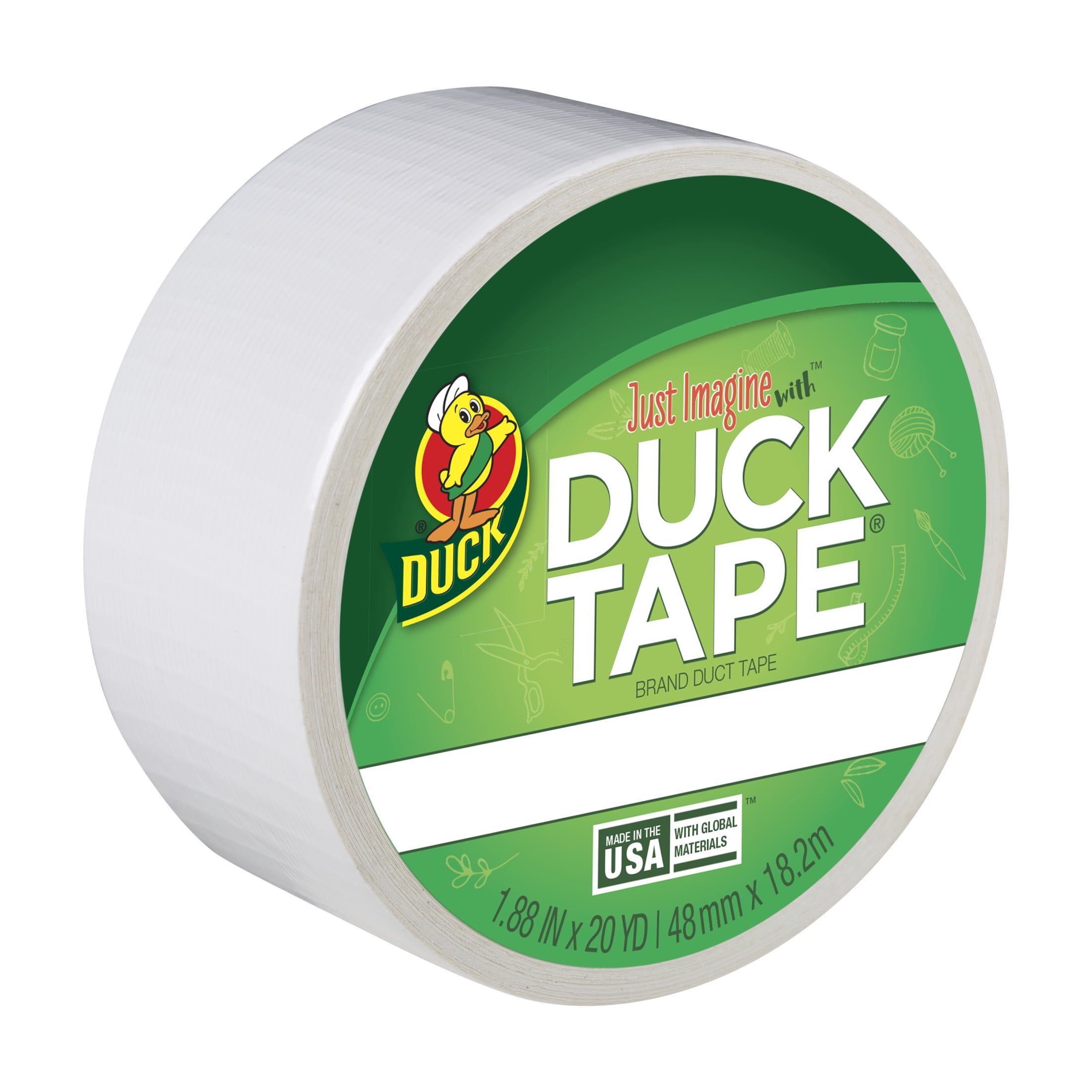 (3 pack) Color Duck Tape Brand Duct Tape, 1.88 in. x 20 yd., White