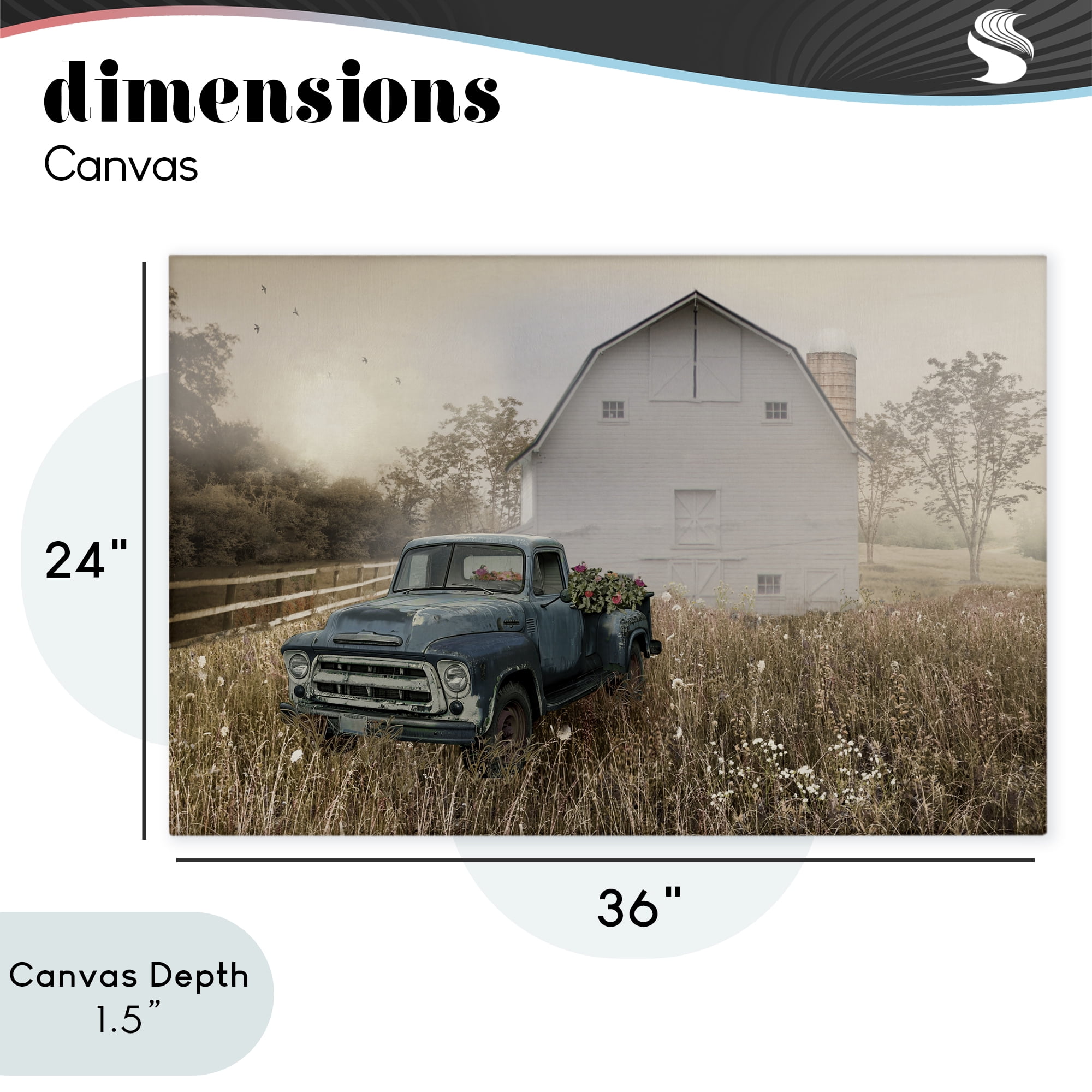 Stupell Industries Vintage Pickup in Wildflowers Canvas Wall Art, design by Nan